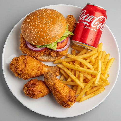 Crispoo Burger, A Strip, A Hot Wing 